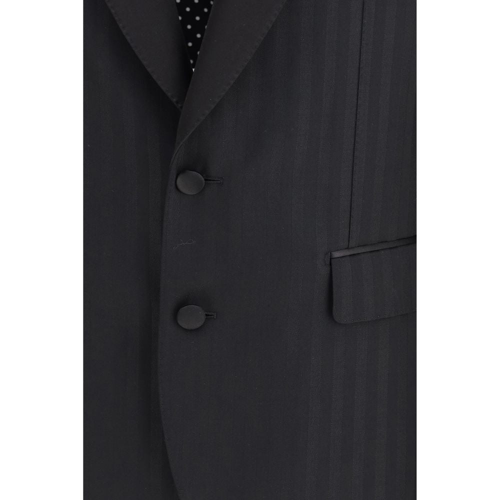 Dolce & Gabbana Black Fleece Wool Blazer Dolce & Gabbana