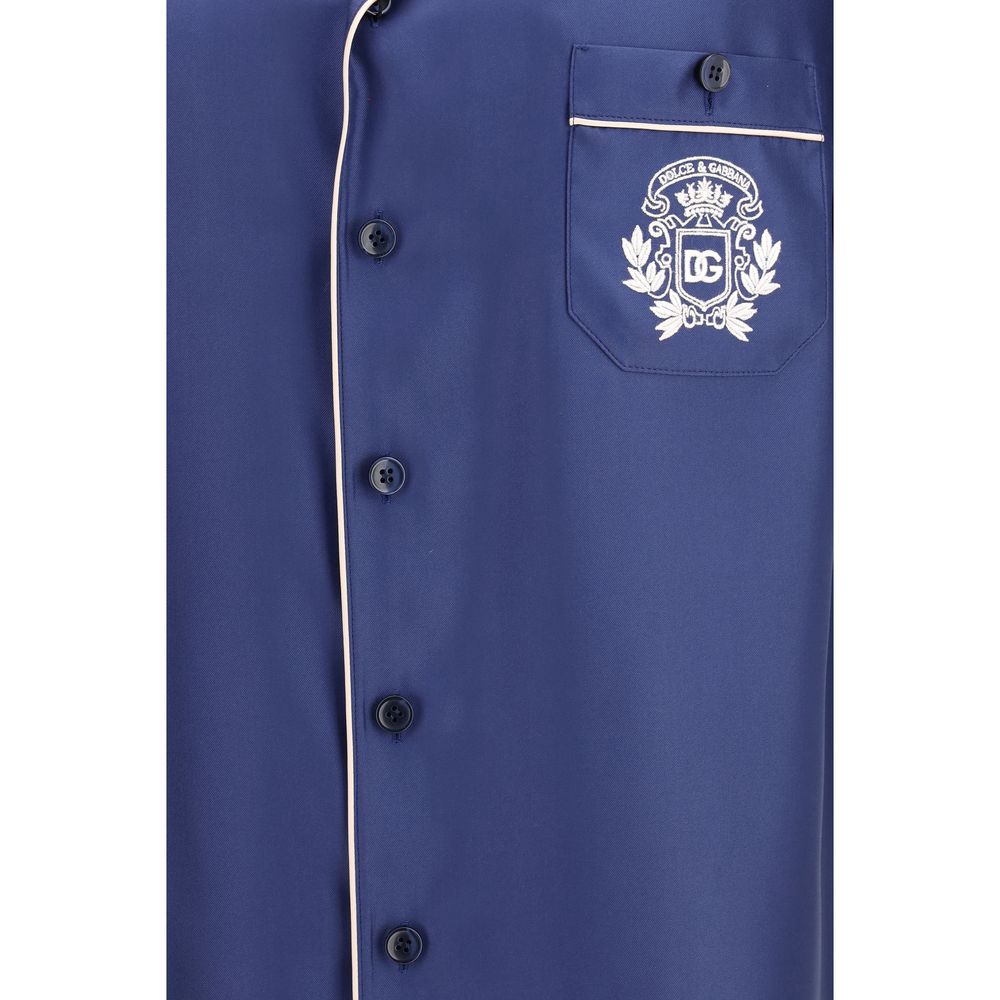Dolce & Gabbana Blue Silk Shortsleeve Shirt Dolce & Gabbana
