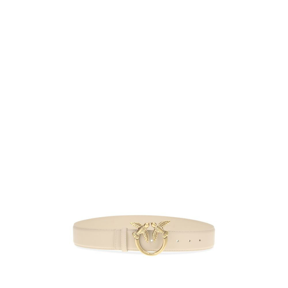 PINKO Beige Calf Leather Bos Taurus Regular Belt PINKO