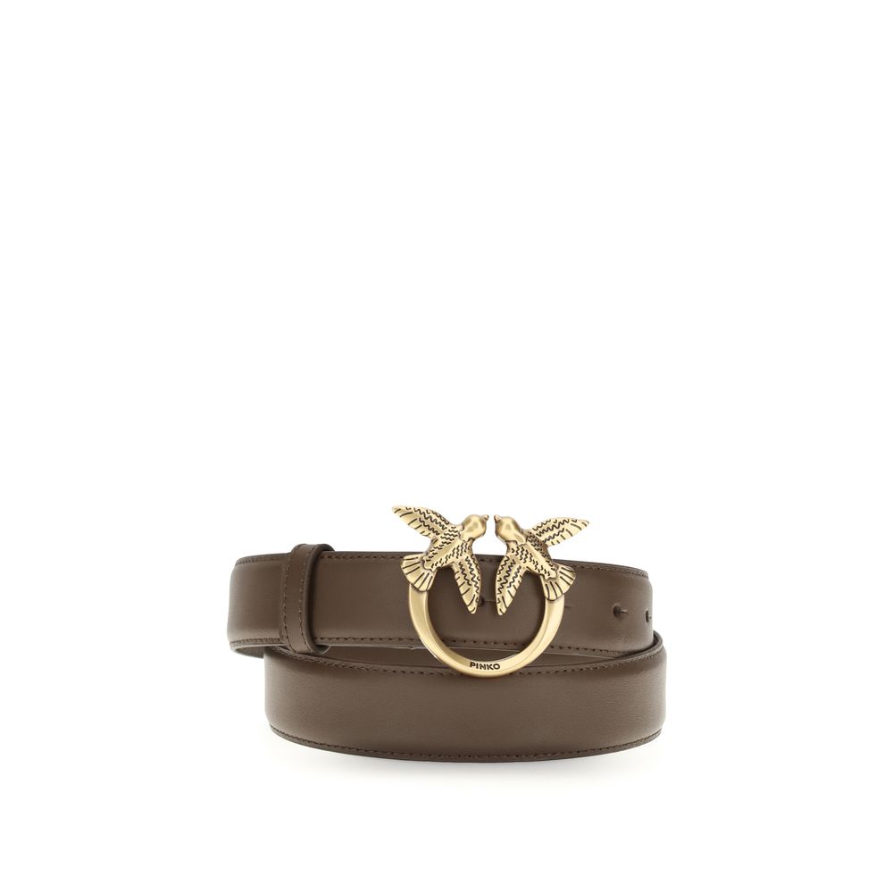 PINKO Brown Calf Leather Bos Taurus Regular Belt PINKO
