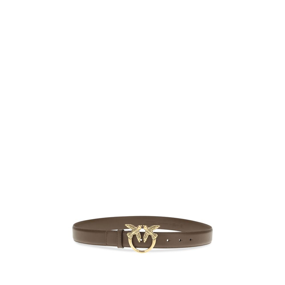PINKO Brown Calf Leather Bos Taurus Regular Belt PINKO