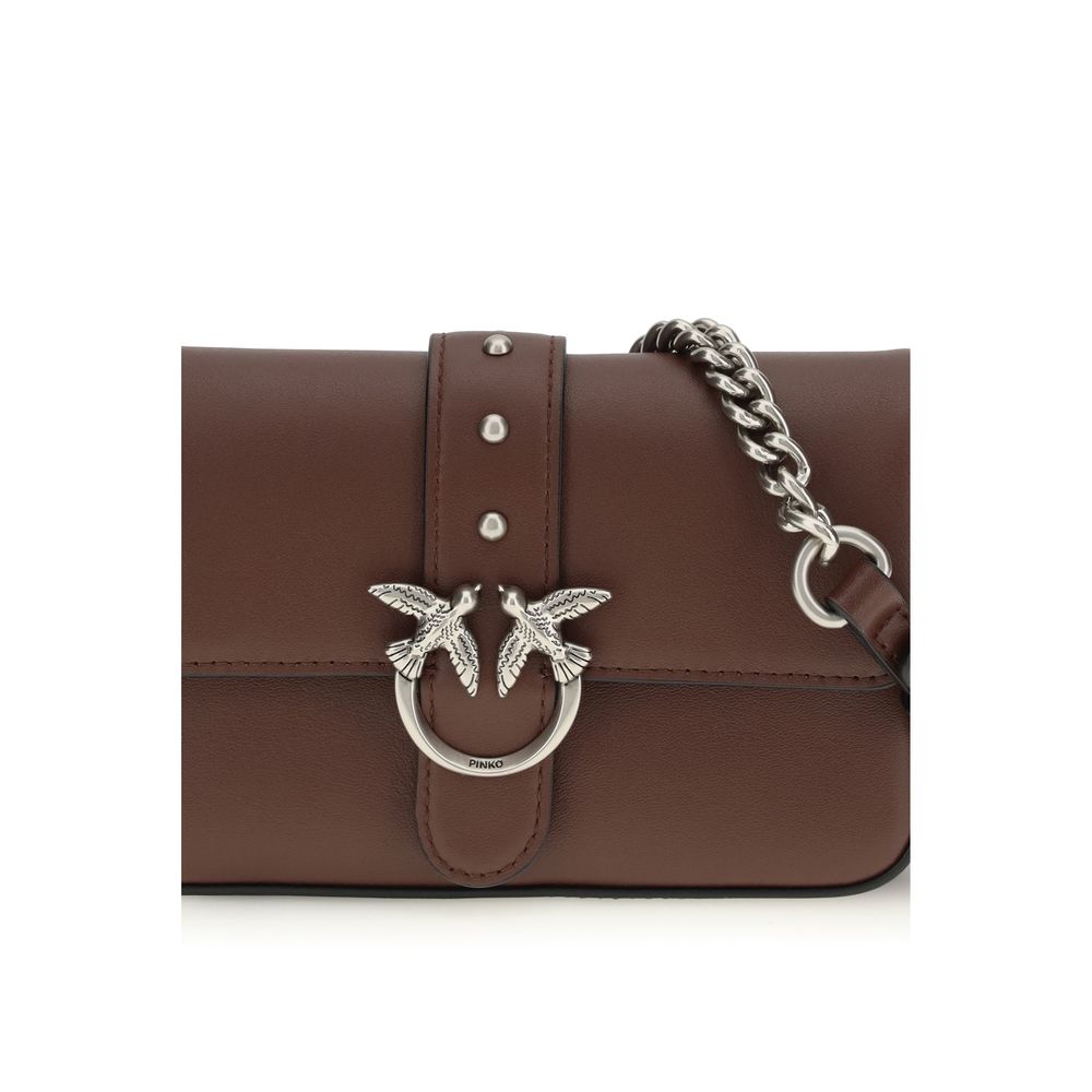 PINKO Brown Calf Leather Bos Taurus Shoulder Bag PINKO
