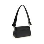 Black Vivienne Westwood polyurethane shoulder bag with signature orb logo and adjustable strap, stylish and contemporary accessory.