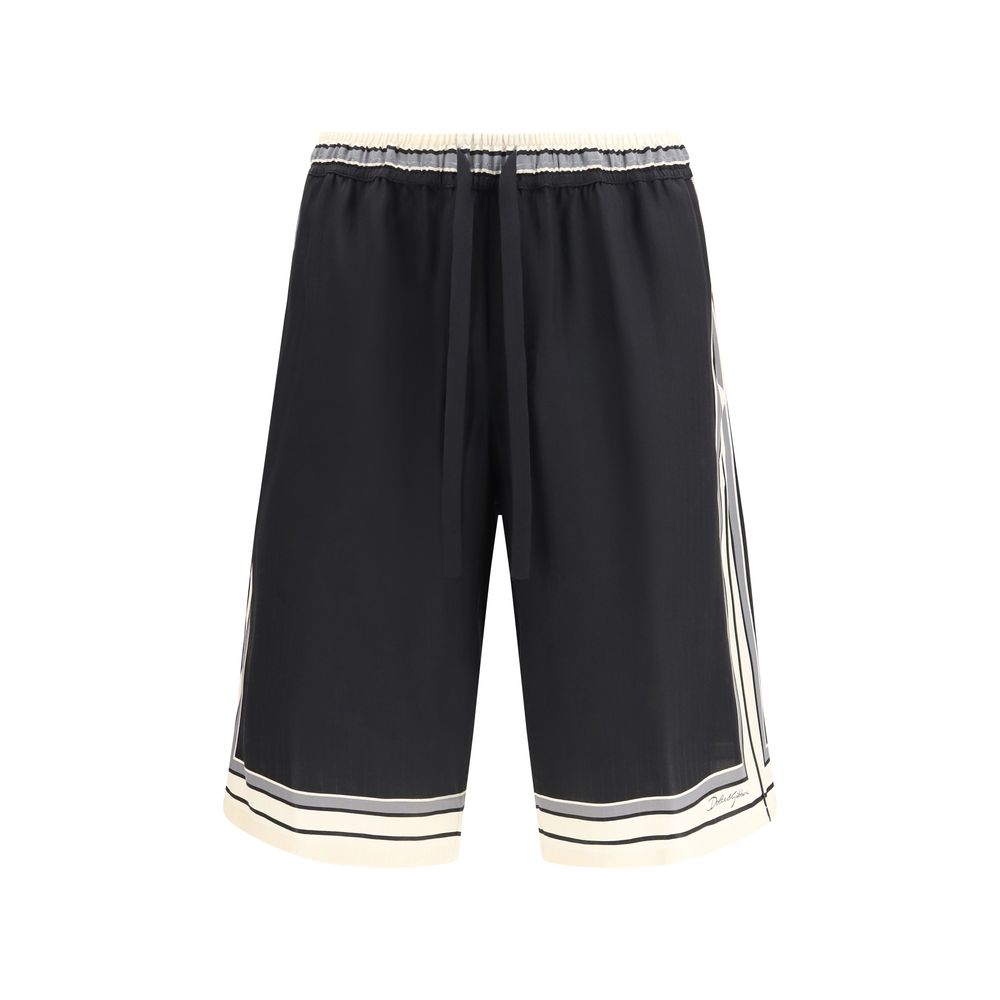 Dolce & Gabbana Black Silk Bermuda Shorts Dolce & Gabbana