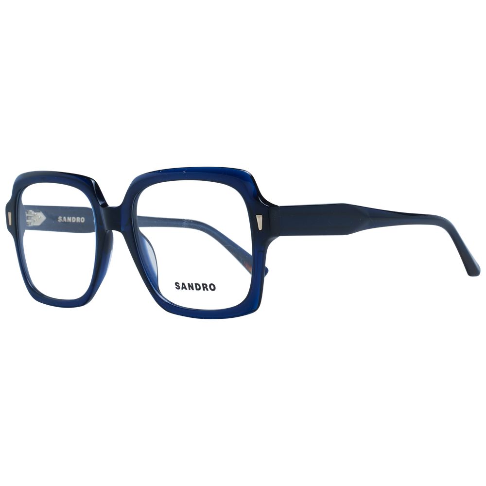 Sandro blue acetate glasses frames with sleek design and clear lenses, stylish eyewear accessory for everyday wear.