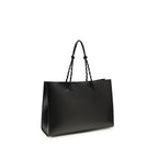Jil Sander black calf leather Bos Taurus shoulder bag with sleek design and structured silhouette.