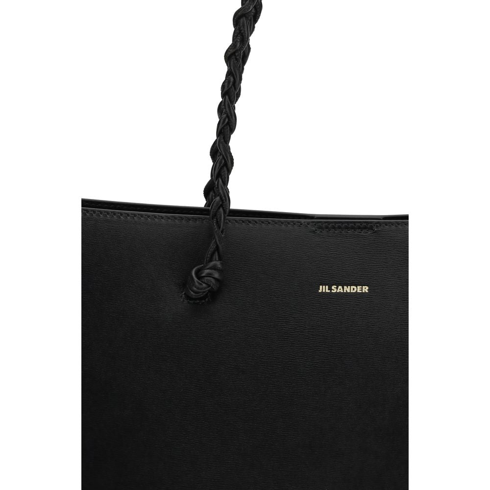 Jil Sander black calf leather Bos Taurus shoulder bag with sleek design and minimalist style.