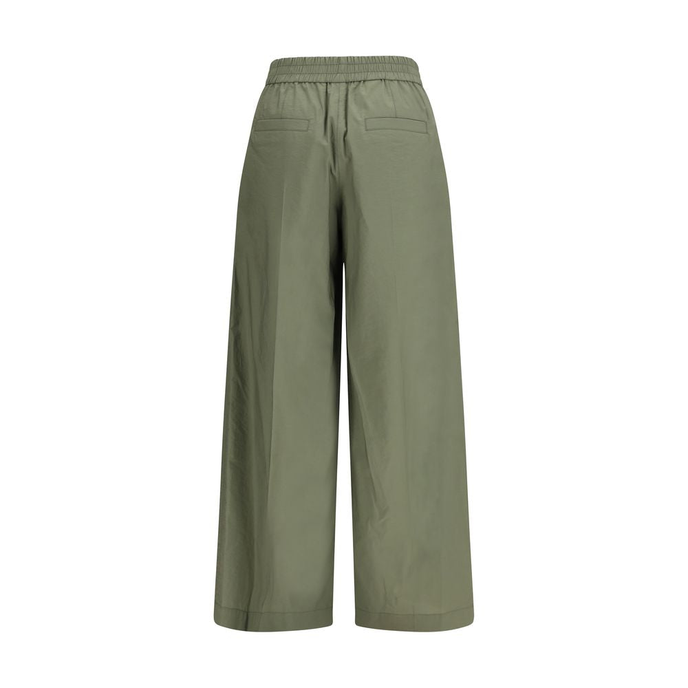 Brunello Cucinelli bicolor cotton casual pants with a relaxed fit and modern design, featuring a stylish color-block pattern.