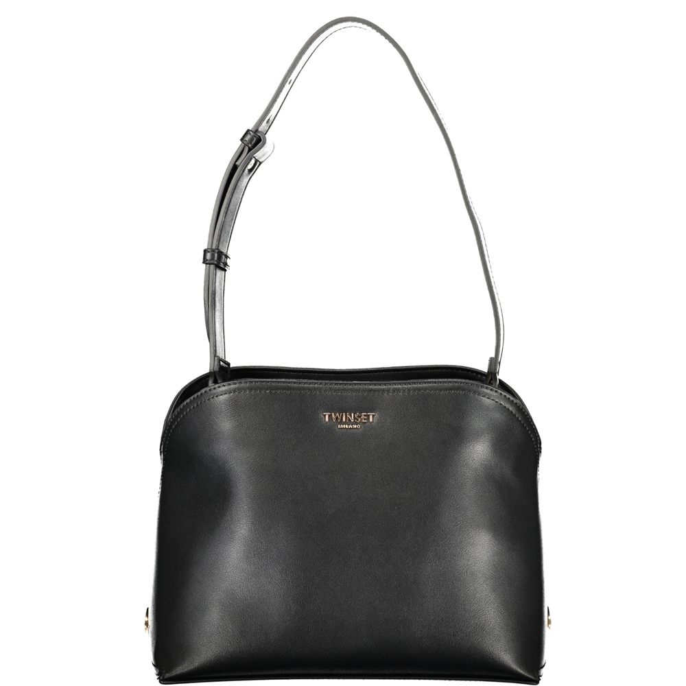 Black Twinset women's shoulder bag made of polyurethane with sleek design and shoulder strap, perfect for everyday style.