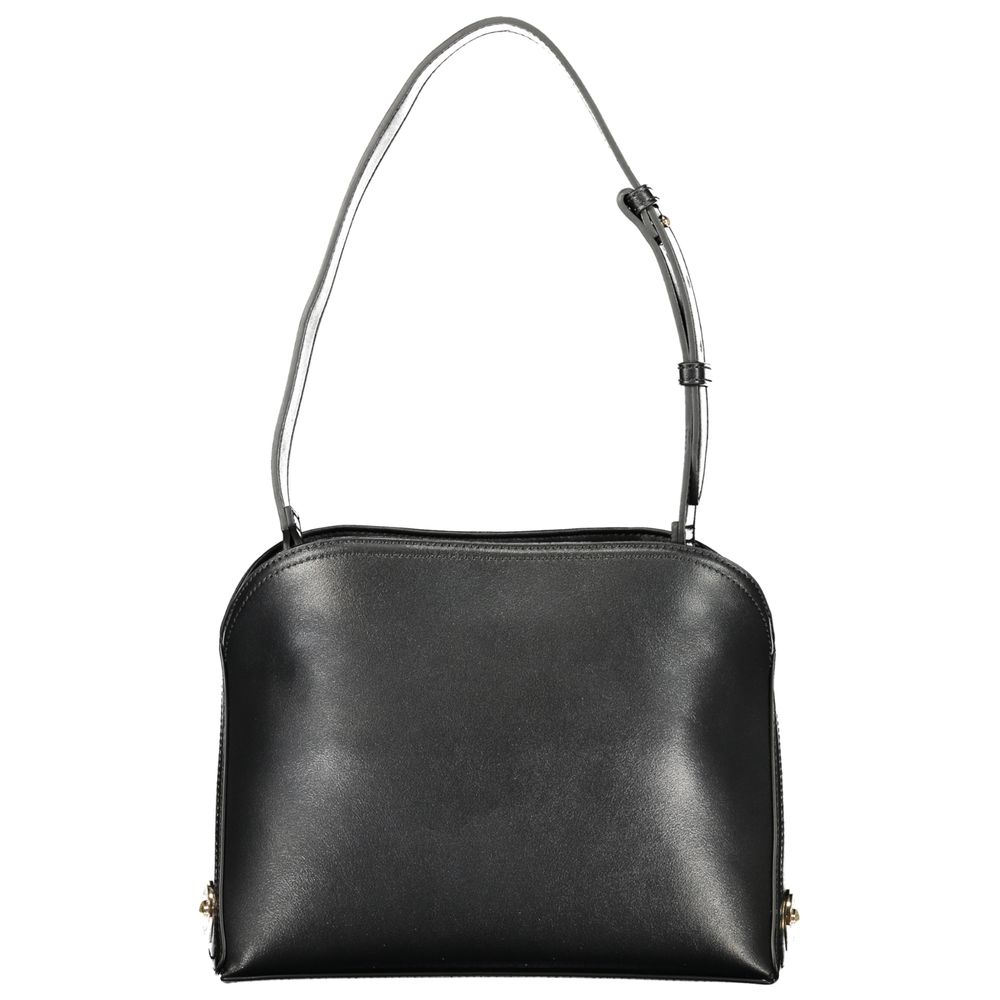 Black Twinset polyurethane women's shoulder bag with sleek design and adjustable strap, perfect for stylish everyday use.