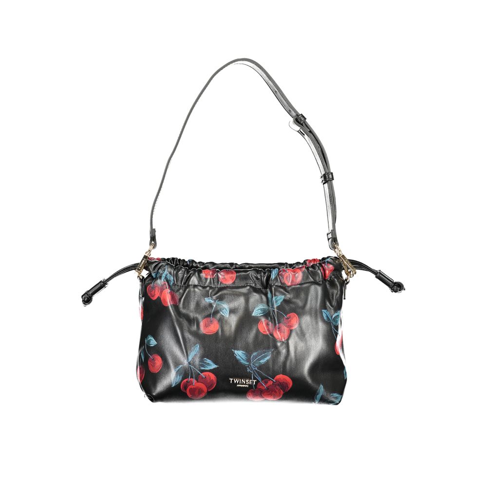 Black Twinset polyurethane shoulder bag with sleek design and shoulder strap, perfect for stylish everyday use.