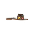 Brown leather women's slippers by Twinset featuring a comfortable slip-on design and stylish finish.
