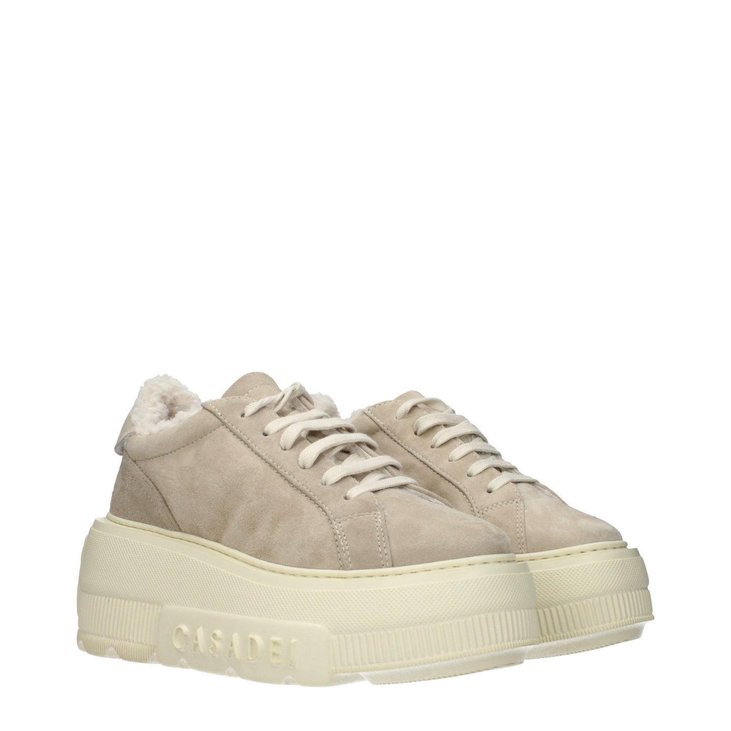 Casadei Beige Leather Chunky Sneakers Casadei