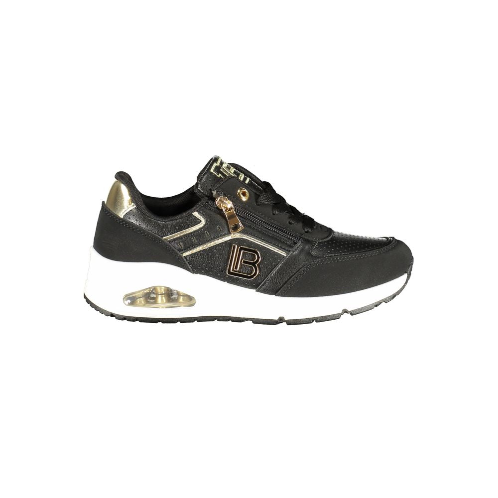 Black polyester women's sneaker by Laura Biagiotti with sleek design and comfortable fit, suitable for casual and athletic wear.