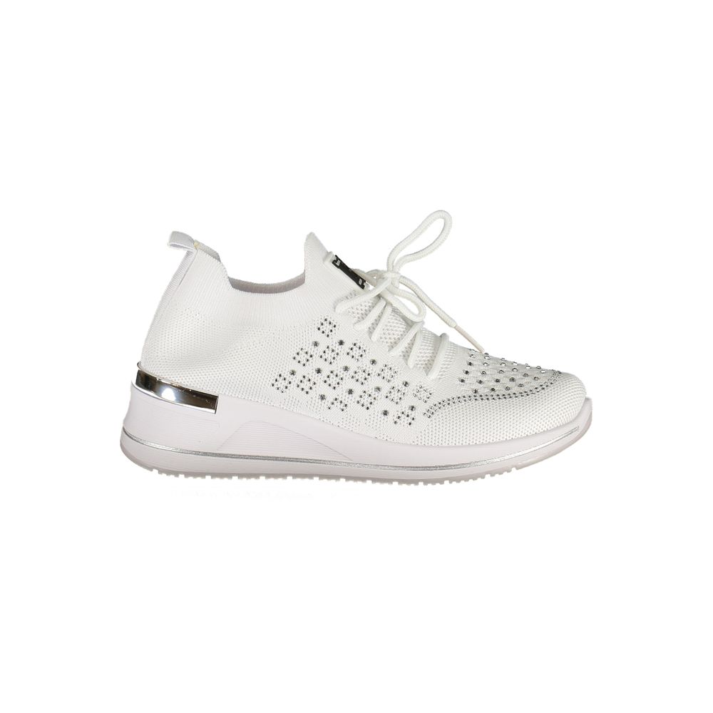 Laura Biagiotti Bianco polyester women’s sneakers showing white athletic shoes with laces and sporty design.