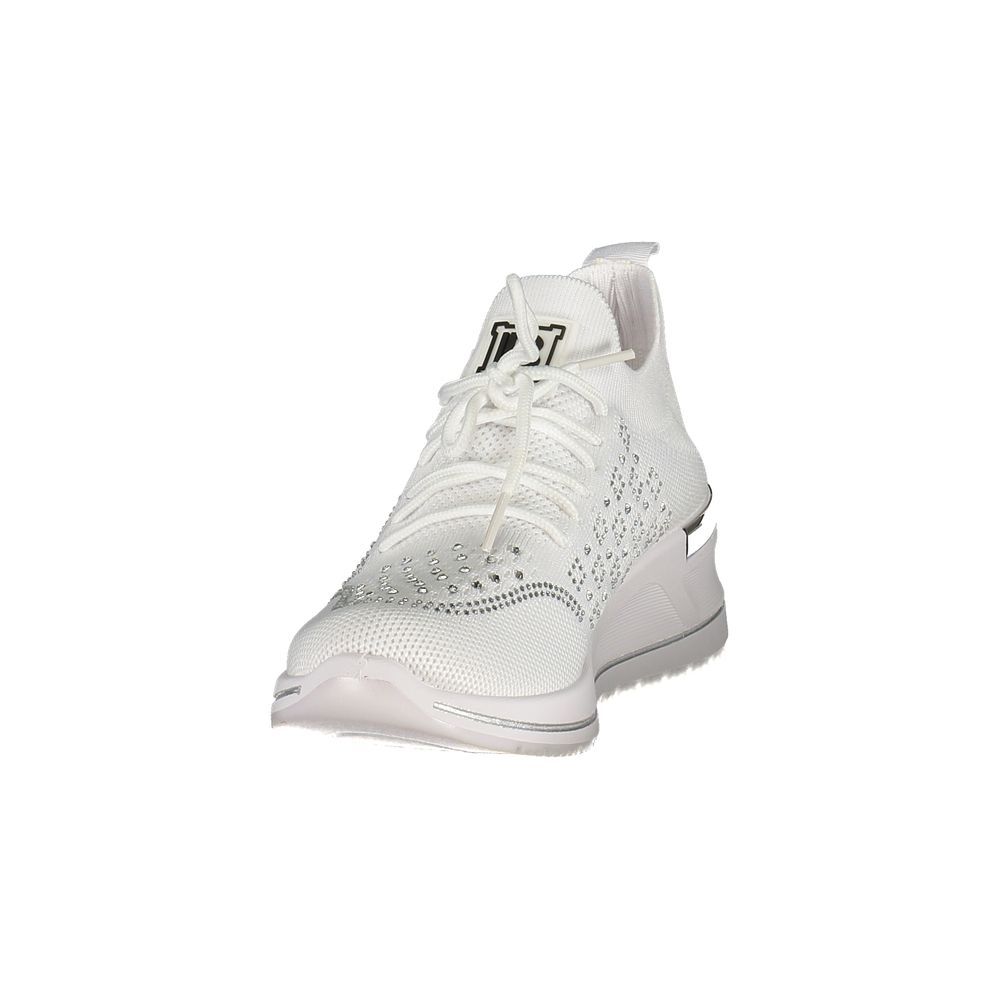 Laura Biagiotti Bianco polyester women's sneakers with white sole and sleek design, ideal for casual and sporty outfits.