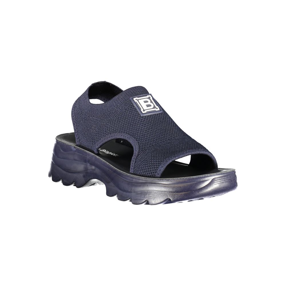 Blue Laura Biagiotti polyester women’s sandal with open toe and ankle strap, featuring a stylish and comfortable design.