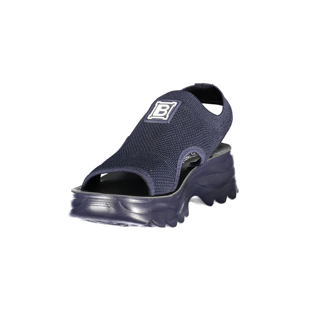 Laura Biagiotti blue polyester women's sandal with open toe and ankle strap, stylish and comfortable footwear for women.