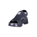Laura Biagiotti blue polyester women's sandal with open toe and ankle strap, stylish and comfortable footwear for women.