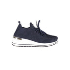 Blue Laura Biagiotti women’s polyester sneaker with white sole and laces, casual athletic footwear for everyday wear.