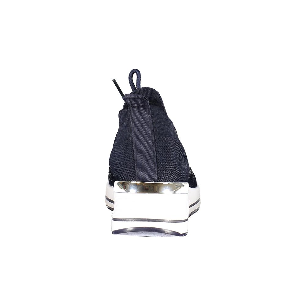 Laura Biagiotti blue polyester women's sneaker with white sole, casual athletic style, and comfortable design.
