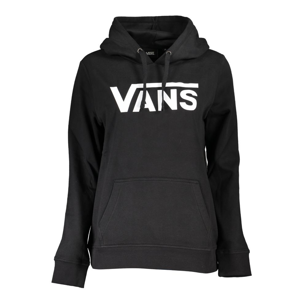 Vans black cotton women's hoodie with long sleeves and a relaxed fit, featuring a subtle Vans logo on the front.