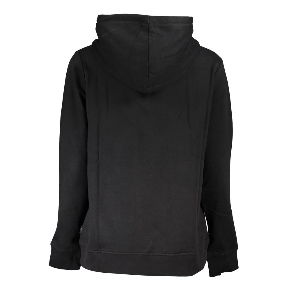 Black Vans cotton women's hoodie with a relaxed fit and long sleeves, featuring the Vans logo on the front.