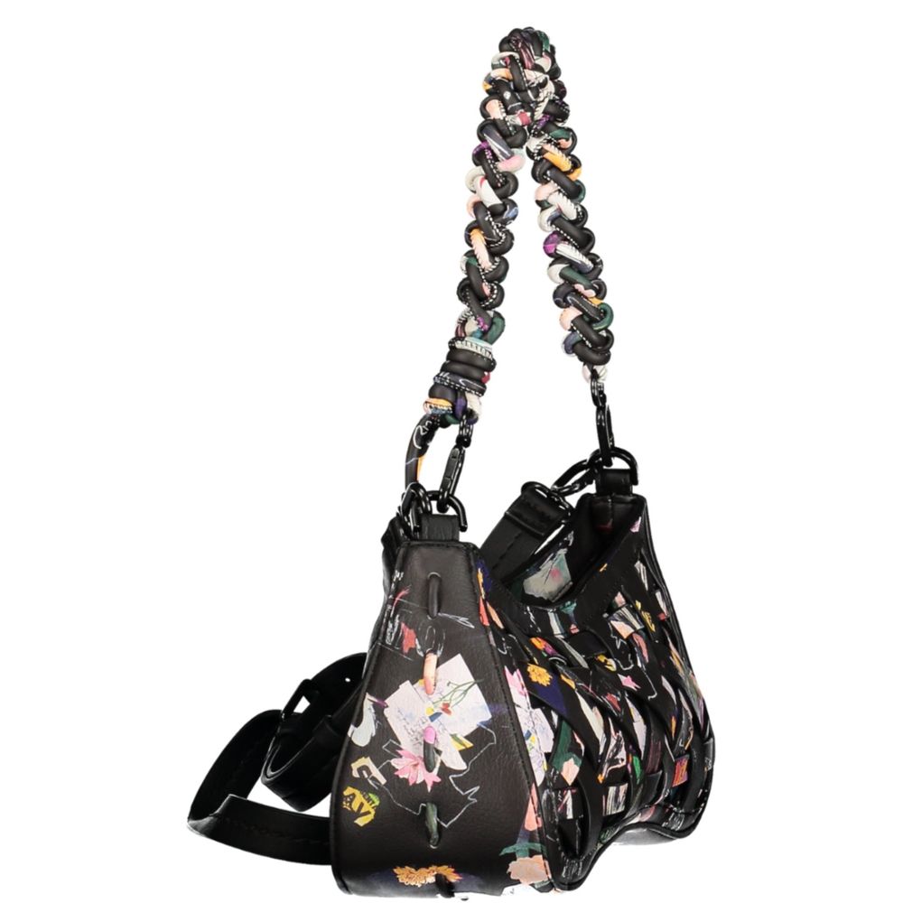 Desigual Nero Poliuretano women bag with sleek design and adjustable strap, featuring a modern, stylish appearance.