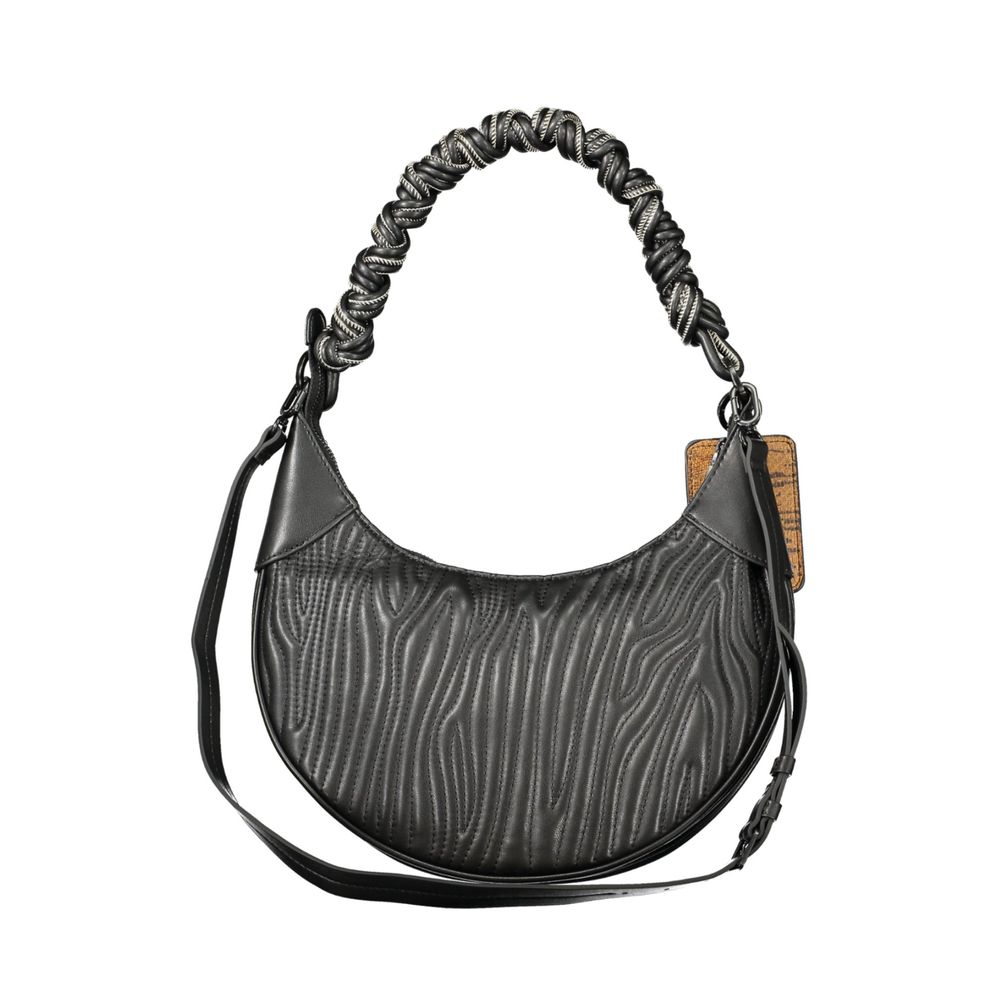 Desigual Nero polyurethane woman bag with stylish design, featuring a sleek black finish and functional shoulder strap.
