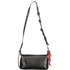 Desigual black polyurethane women's handbag with structured design and top handles, stylish and versatile for everyday use.