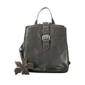 Desigual black polyurethane women’s backpack with adjustable straps and front zipper pocket, stylish and functional for everyday use.