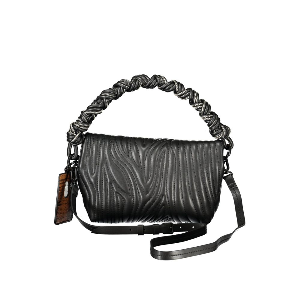 Desigual ecru polyurethane women's handbag with textured surface and stylish design, featuring top handles and a spacious interior.