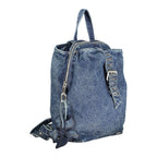 Desigual blue cotton women's backpack with colorful patterns and adjustable straps, stylish and functional for everyday use.