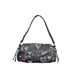 Desigual black polyester women's bag with multiple compartments and adjustable strap, stylish and functional for everyday use.