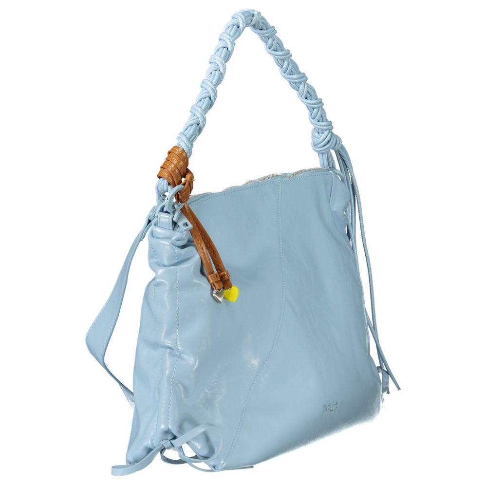 Desigual Azzurro polyurethane handbag for women with stylish design and adjustable strap, featuring textured blue material.