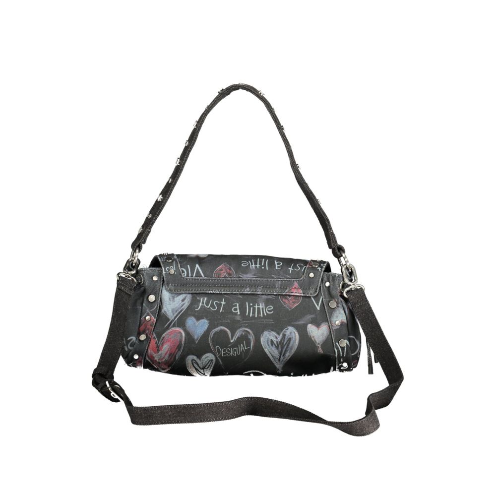 Desigual black polyester women's bag with stylish design, featuring multiple compartments and adjustable straps.
