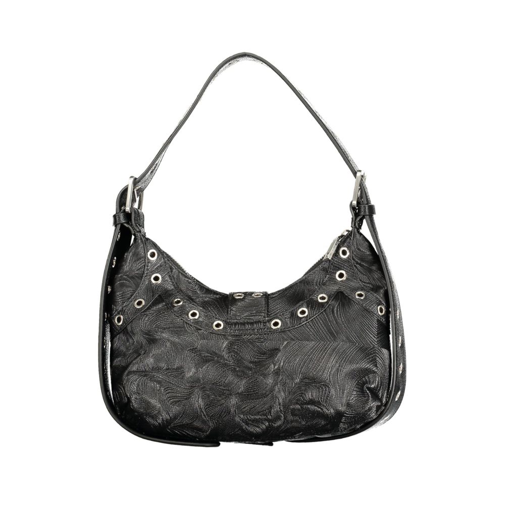 Desigual black polyurethane women's mini bag with textured surface and top handle, stylish accessory for casual outfits.