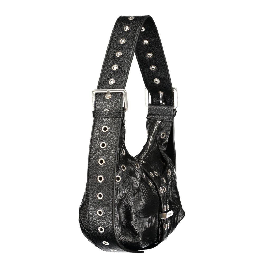 Desigual black polyurethane mini bag for women with adjustable strap and stylish design, ideal for casual or chic outfits.