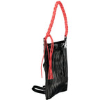 Desigual black polyurethane women’s backpack with adjustable straps and zipper compartments, stylish and functional accessory.