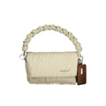 Desigual ecru women's handbag made of polyurethane with a textured surface and stylish design, featuring a top zipper closure.