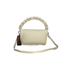 Desigual ecru women's handbag made of polyurethane with textured design and silver-tone hardware, stylish and versatile accessory.