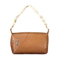 Desigual brown polyurethane women's shoulder bag with adjustable strap and decorative details, stylish and functional accessory.