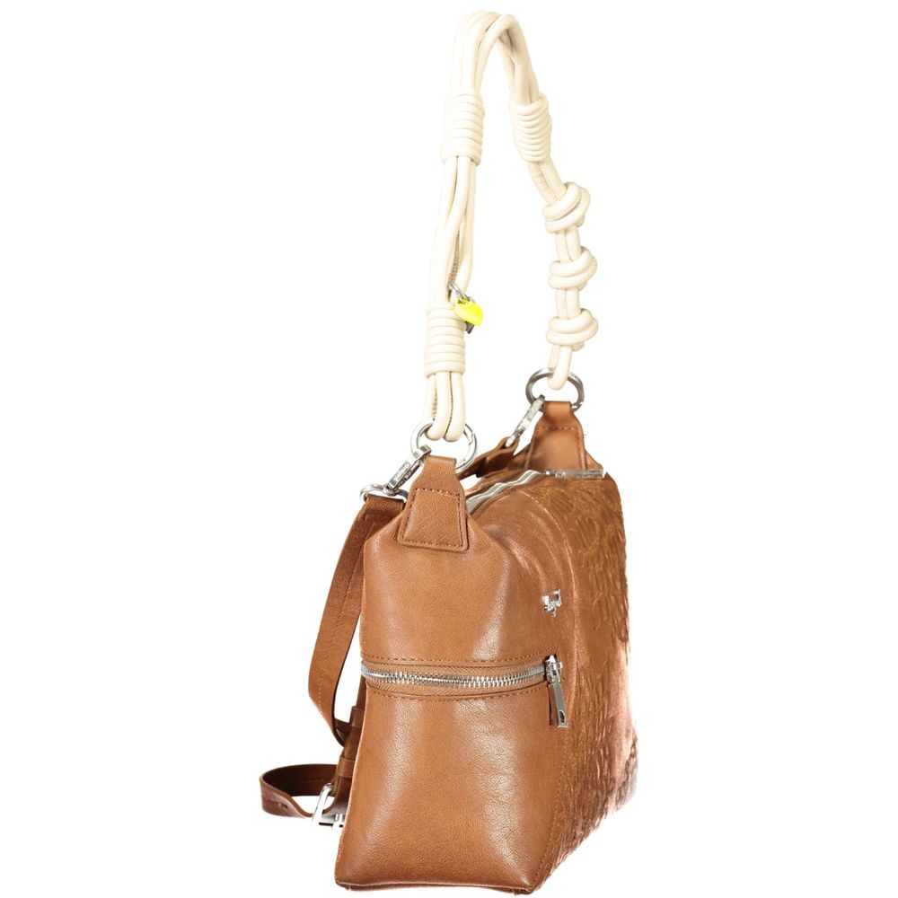 Desigual brown polyurethane women's shoulder bag with adjustable strap and stylish design, perfect for everyday use.