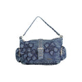 Desigual blue cotton women's bag with colorful patterns and adjustable straps, showcasing casual and stylish design.