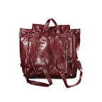 Desigual burgundy polyurethane women's backpack with adjustable straps and zippered compartments.