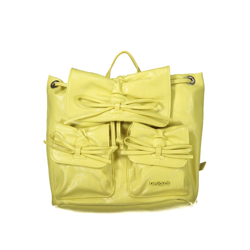 Desigual Giallo polyurethane women's backpack with colorful patchwork design and adjustable straps, stylish and functional.