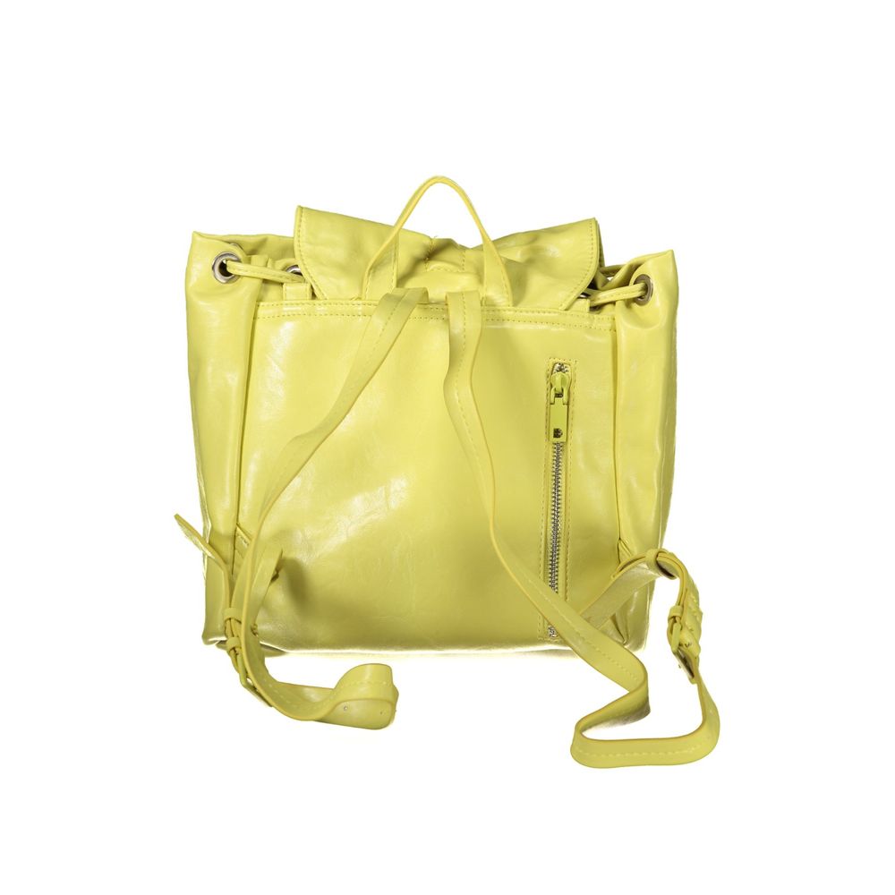 Desigual Giallo polyurethane women's backpack with adjustable straps and colorful design, showcasing its stylish and functional appearance.