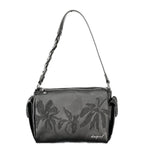 Desigual black polyurethane women's handbag with textured design and silver hardware, stylish accessory for everyday use.