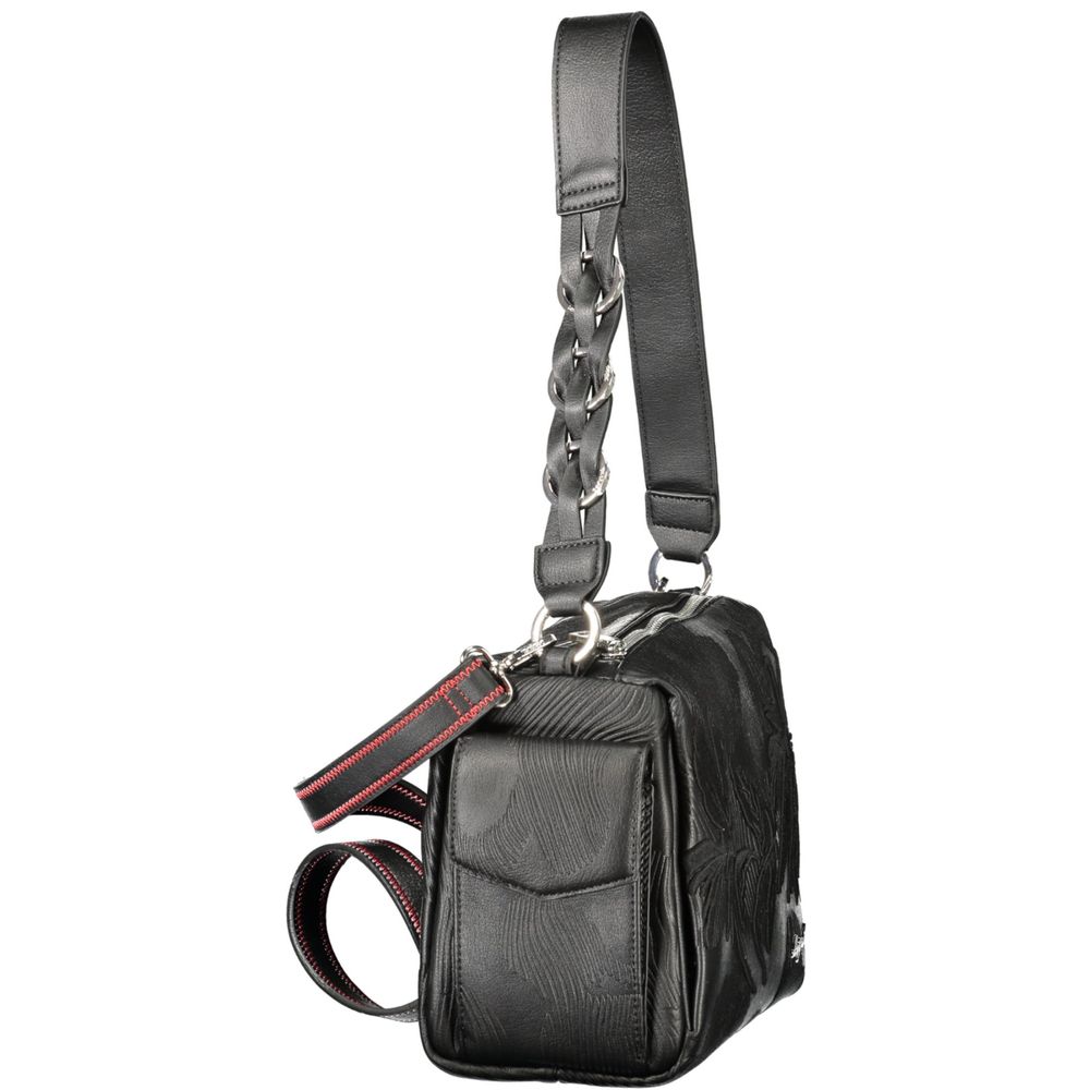 Black Desigual polyurethane women's handbag with stylish design and sturdy handles, perfect for everyday use.