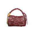 Desigual burgundy polyurethane mini bag with gold accents and adjustable strap, stylish women's accessory.